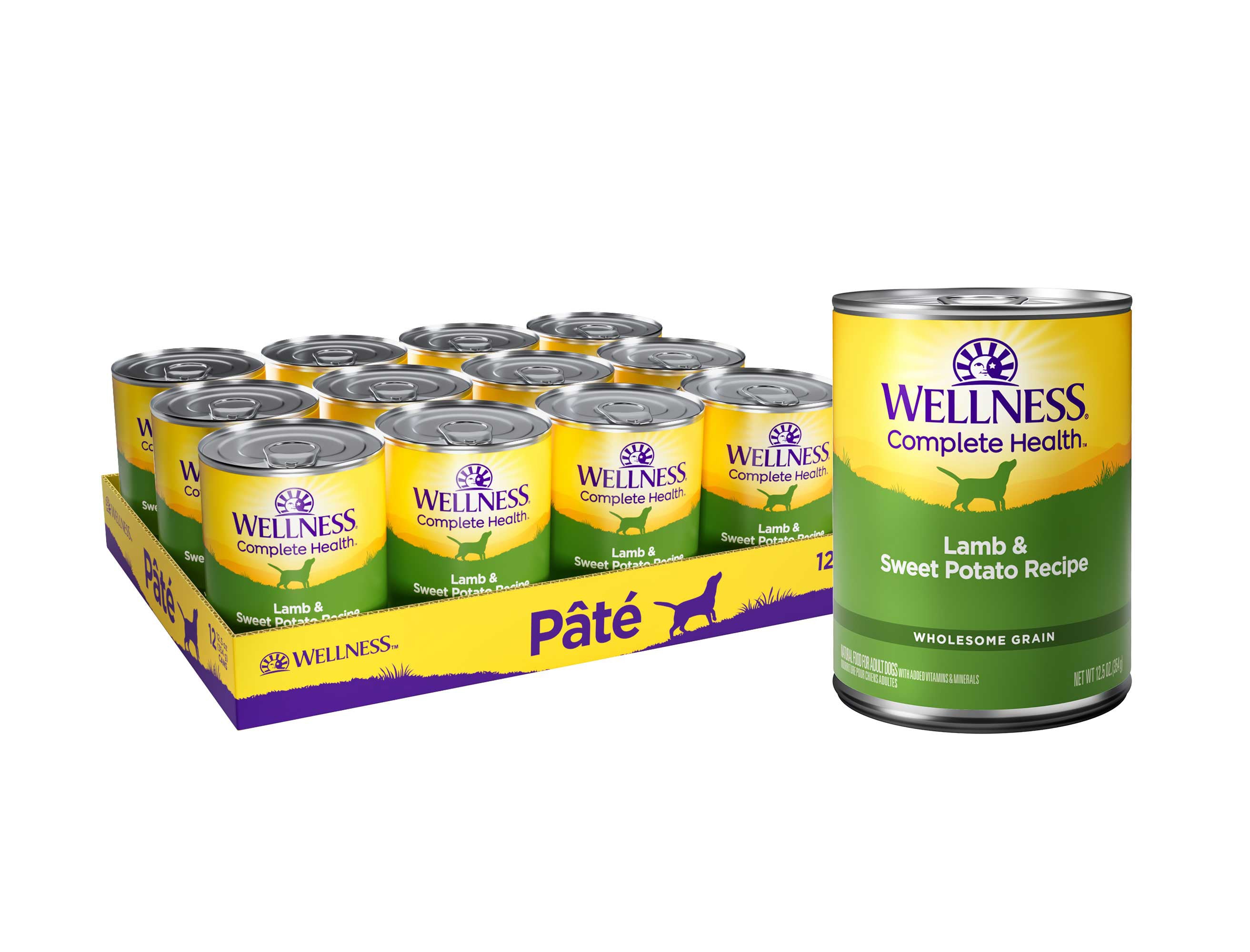 Wellness Complete Health Natural Wet Canned Dog Food, Lamb & Sweet Potato, 12.5-Ounce Can (Pack of 12)