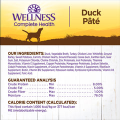 Wellness Complete Health Natural Wet Canned Dog Food, Duck & Sweet Potato