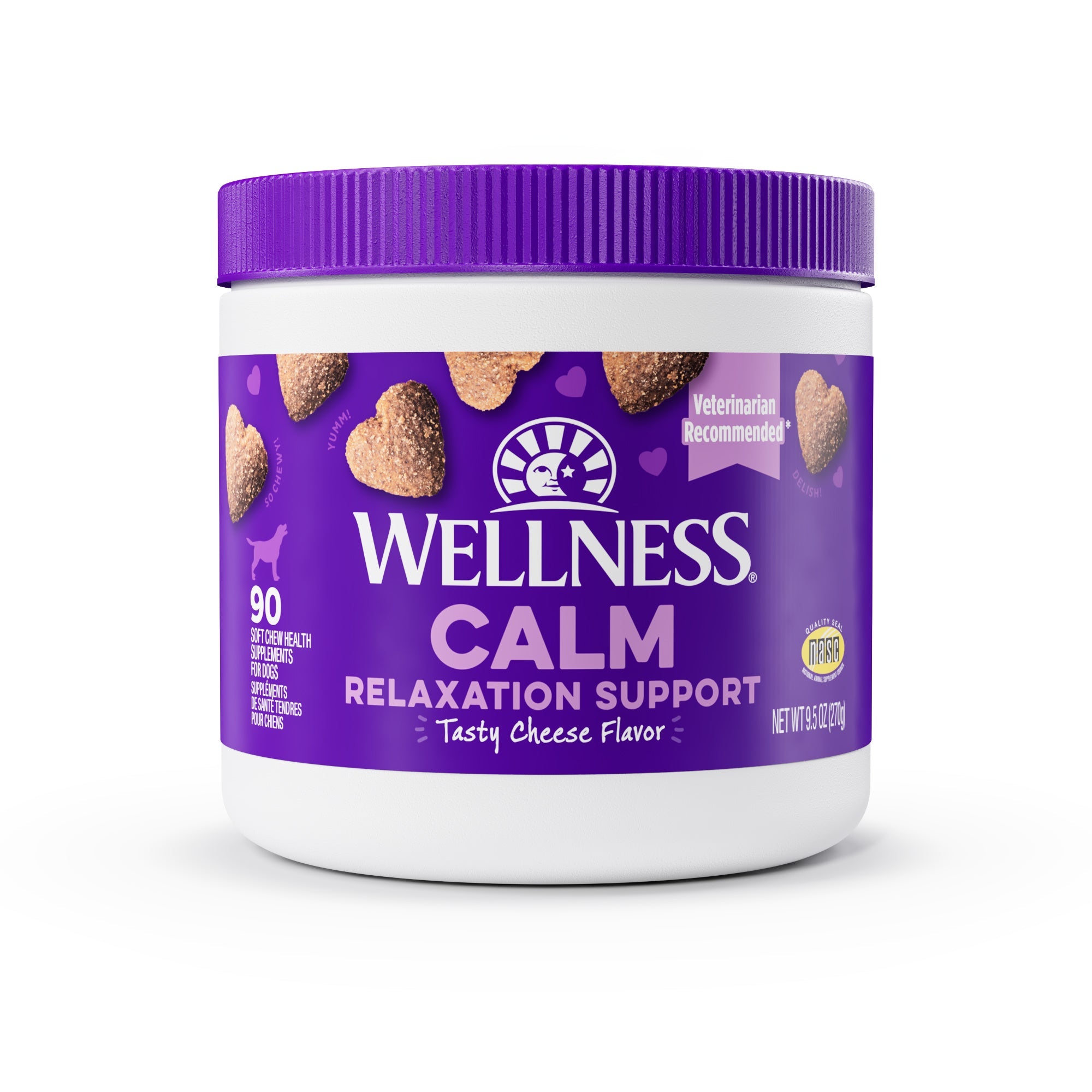 Wellness Tasty Cheese Flavored Soft Chews Calming Supplements for Dogs, 90 count