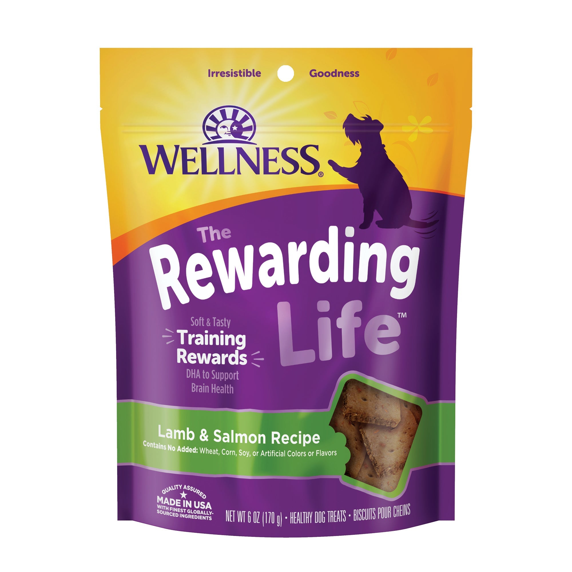 Wellness Rewarding Life Soft & Chewy Dog Treats, Grain Free, Lamb & Salmon, 6 Ounce Bag