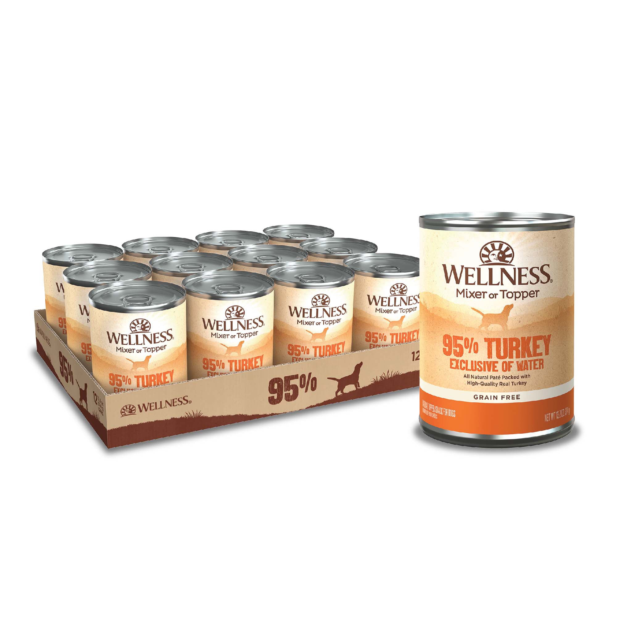 Wellness 95% Turkey Natural Wet Grain Free Canned Dog Food, 13.2-Ounce Can (Pack of 12)