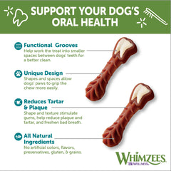Wellness WHIMZEES Brushzees Dog Dental Treats, Natural Chews, Medium Size Stick