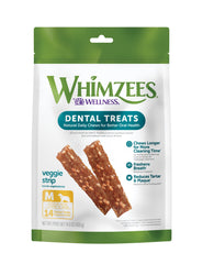 WHIMZEES by Wellness Veggie Strip Natural Grain Free Dental Chews for Dogs, Medium Breed, 14 count