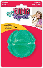 KONG Dental Squeezz Ball Dog Chew – Medium Teal