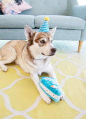 ZippyPaws NomNomz Plush Blue Birthday Cake Dog Toy