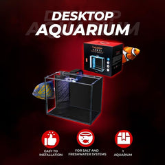 Aquatop Venti Professional Showcase Glass Aquarium Kit – All-in-One Freshwater with LED Light - Breza Air Pump & Replaceable Filter Cartridge