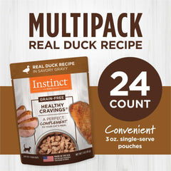 Instinct Healthy Cravings Natural Wet Cat Food Topper, Grain Free Recipe - Real Duck, 3 oz. Pouches (Pack of 24)
