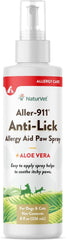 NaturVet Aller-911 Anti-Lick Paw Spray for Dogs & Cats – Includes Aloe Vera – Helps Sooth Itchy Paws, Offers Dog & Cat Allergy Support – Helps Discourage Pet Licking – 8 Oz. Spray