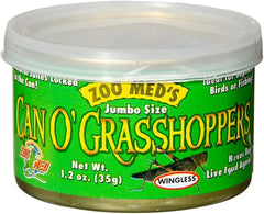 Zoo Med Laboratories Can O’ Grasshoppers for Large Monitors, Tegus, Skinks, Turtles & Birds Food 1.2 Oz