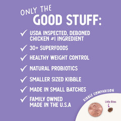 Health Extension Little Bites Lite Chicken & Brown Rice Dry Dog Food (15 lb / 6.8 kg) - Natural Formula with Probiotics & Superfoods for Overweight Adult Dogs