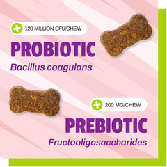 Pet Naturals Daily Probiotic for Dogs, 120M CFUs - Pre and Probiotics for Dogs Digestive Health, Gut Health, Immune Support, Diarrhea, Allergies and Itching - 60 Chews, Duck Flavor