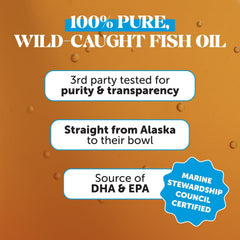 Pet Honesty Omega 3 Fish Oil for Cats & Dogs (16oz), Wild Caught Omega 3 Fish Oil for Dogs Skin and Coat Supplement, Supports Shedding, Skin & Coat, Immunity, Joint, Brain & Heart, EPA + DHA