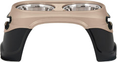 Petmate Easy Reach Pet Diner Elevated Dog Bowls 2 Sizes 2 Polished Colors, Black/Pearl Tan, Large, Made in USA