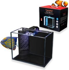 Aquatop Venti Professional Showcase Glass Aquarium Kit – All-in-One Freshwater with LED Light - Breza Air Pump & Replaceable Filter Cartridge