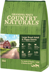 Grandma Mae’s Country Naturals Dry Dog Food, Large Breed Formula, Chicken, Fish & Brown Rice, Slow Cooked & Nutrient Dense, Made in USA