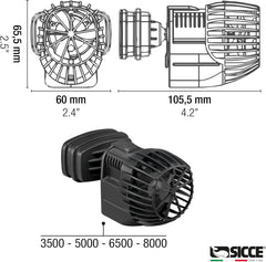 SICCE XSTREAM 5000 Wave Maker Flow Pump 1320 GPH | 360° Adjustable Quiet Submersible Magnetic Powerhead for Saltwater & Freshwater Tanks, Aquarium Water Circulation Pump up to 130 Gallons