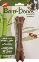 SPOT Bam-Bones Bone - Made with Strong Bamboo Fiber, Durable Long Lasting Dog Chew for Light to Moderate Chewers, Great Toy for Adult Dogs & Teething Puppies Under 25lbs, Bacon Flavor