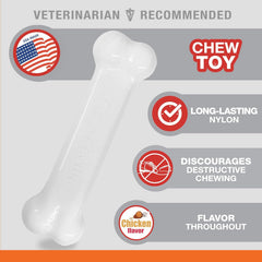 Nylabone Original Bone Power Chew Toy for Dogs, Durable Dog Toys for Aggressive Chewers, Basted Blast Bacon & Chicken Flavor, Medium