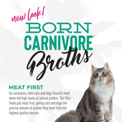 Tiki Cat Born Carnivore Broths, Tuna Recipe, Hydration and Flavor Supplement Cat Food Topper