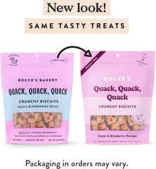 Bocce's Bakery Oven Baked Quack, Quack Treats for Dogs, Everyday Wheat-Free Dog Treats, Made with Real Ingredients, in The USA, All-Natural Duck & Blueberry Biscuits, 5 oz
