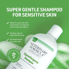 Veterinary Formula Clinical Care Hypoallergenic Shampoo for Dogs and Cats – No Harsh Ingredients – Fragrance-Free Pet Shampoo for Allergies and Sensitive Skin, Promotes Healthy Skin and Coat