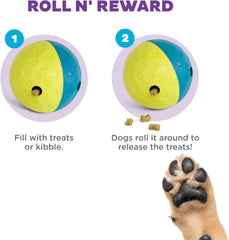 Nina Ottosson Treat Tumble Interactive Puzzle Ball Dog Toy, Level 1 Beginner, Blue, Small