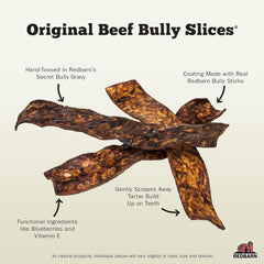 Redbarn Pet Products All-Natural Rawhide Bully Slices - Bully Stick Flavor - Premium Grain-Free Beef Hide Treats High Protein Low Fat for Chewers