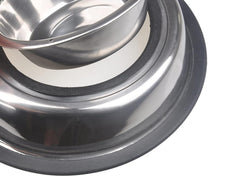 Van Ness Pets Stainless Steel Double Dish Food And Water Bowl For Cats/Small Dogs, Wide No-Tip Base