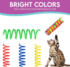 SPOT Thin Colorful Springs Cat Toy - Bouncy Toys for Medium Indoor Cat Breeds to Bite, Swat, Chase - Keeps Cats & Kittens Entertained for Hours - Includes Ten Wide Spiral Springs, Assorted Colors