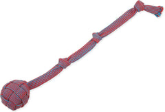 Mammoth Pet Products Extra Flossy Webbing Ball w/Fling Handle Dog Toy,