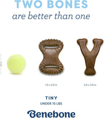 Benebone Puppy 2-Pack Dental Chew/Wishbone Dog Chew Toys, Made in USA, Real Bacon Flavor
