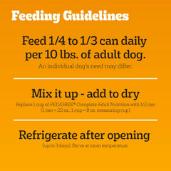 Pedigree Chopped Ground Dinner Adult Canned Soft Wet Dog Food Chicken Flavor, 22 oz. Cans EA