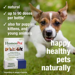 HomeoPet Travel Anxiety Relief, Safe and Natural Pet-Calming Relief Supplement for Cats, Dogs, and Other Small Animals, 15 Milliliters