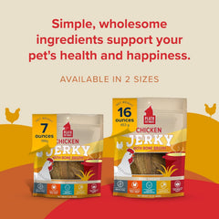 PLATO Pet Treats Jerky Dog Treats - Air-Dried Jerky for Dogs - Delicious, Real Meat Dog Treats - Grain Free - Supports Healthy Digestion - Chicken Jerky with Bone Broth