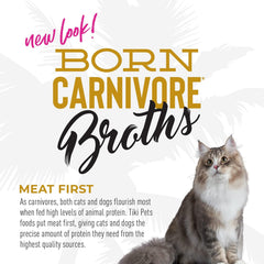Tiki Cat Born Carnivore Broths, Chicken Recipe, Hydration and Flavor Supplement Cat Food Topper