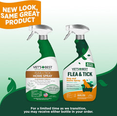 HERO PET Vet's Best Natural Indoor Flea and Tick Spray – Dog Flea and Tick Treatment for Home, Plant-Based Formula with Natural Oils, Kills Fleas, Eggs & Ticks on Contact, Made in USA, 32 oz