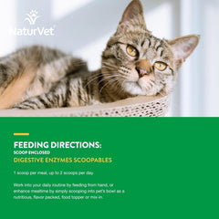 NaturVet Scoopables Cat Digestive Support - Digestive Enzymes for Cats with Probiotic - Supports Diet Change, Sensitive Stomachs & Healthy Digestive Tract - Salmon Flavored
