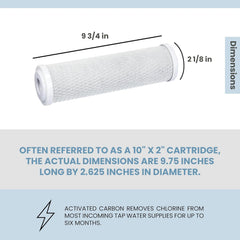 Aquatic Life 10-Inch Pre Carbon Block Replacement Filter Cartridge for RO-DI System Units for Aquarium
