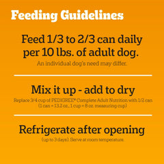 Pedigree Chopped Ground Dinner Adult Canned Soft Wet Dog Food, Chicken & Rice Flavor, 13.2 oz. Cans (12 Count, Pack of 1)