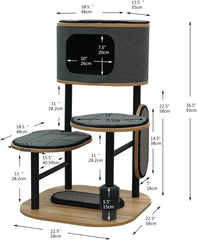 PetPals 37" High Industrial Chic Design & Stylish Modern Cat Tree, Contemporary & Urban Style Cat Tower - Large