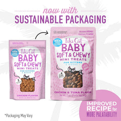 Tiki Cat Baby Soft & Chewy, Chicken Flavored, Low-Calorie, Mini Treats for Kittens 6 Weeks+