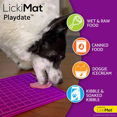 LickiMat Classic Playdate Slow Feeder for Dogs Lick Mat Boredom Anxiety Reducer Perfect for Food Treats Yogurt Liquid Food Peanut Butter Fun Alternative to a Slow Feed Dog Bowl, Orange