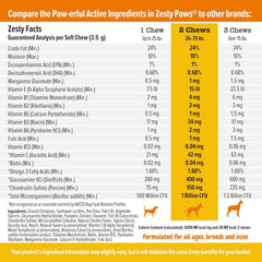Zesty Paws Multivitamin Treats for Dogs - Glucosamine Chondroitin for Joint Support + Digestive Enzymes & Probiotics - Grain Free Dog Vitamin for Skin & Coat + Immune Health - Chicken Flavor - 90ct