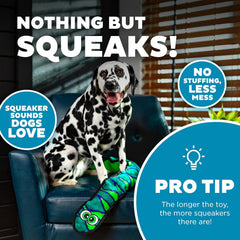 Outward Hound Durablez Stuffing-Free Squeaky Interactive Dog Toy, Tough Plush, Snake, Blue, XL