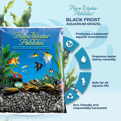Pure Water Pebbles Jet Black Aquarium Gravel - Non-Toxic, Colorfast, Vibrant Substrate for Aquariums, Terrariums, Ponds & Crafts