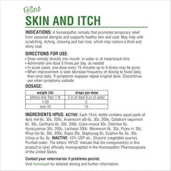 HomeoPet Feline Skin and Itch, Safe and Natural Cat Supplement for Itchy Skin, Skin and Itch Relief for Cats, 15 Milliliters