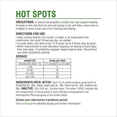 HomeoPet Hot Spots, Safe and Natural Cat and Dog Skin-Soothing Medicine for Red, Irritated, and Flaky Pet Skin, 15 Milliliters