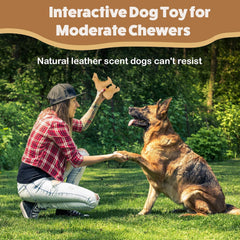 SPOT Dura-Fused Leather Bear Dog Toy – Real Leather & Jute Fabric, Double-Stitched & Durable, Squeaky Interactive Chew Toy for Moderate Chewers, Medium & Large Dogs, Soft Stuffed Fetch Toy, 11.5in