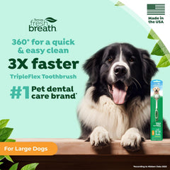 TropiClean Fresh Breath TripleFlex Toothbrush for Large Dogs | 360-Degree Toothbrush |