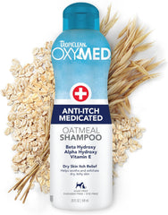 TropiClean OxyMed Dog Shampoo for Allergies and Itching , Medicated Oatmeal Shampoo for Dry Itchy Skin, Seborrhea, & Hot Spots 20 oz